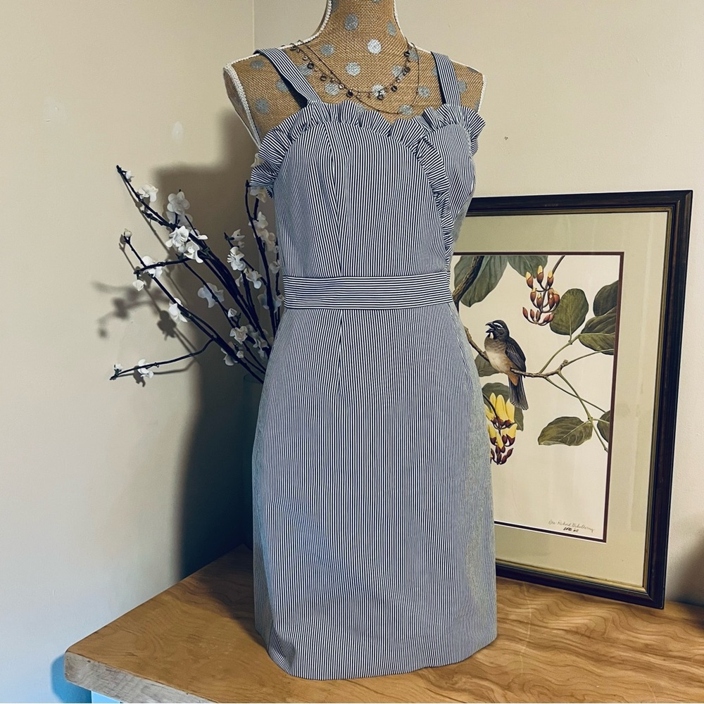 Cremieux Seersucker Sleeveless Fitted Dress